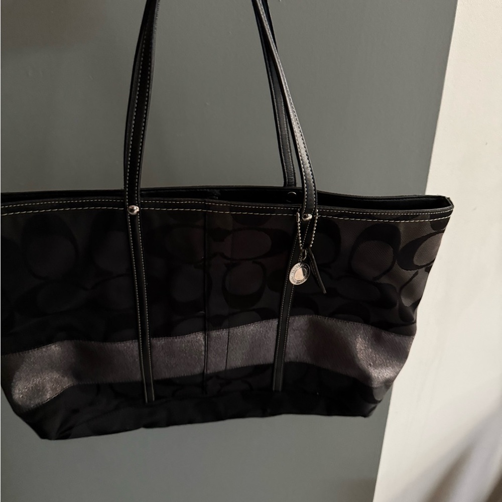 Coach Black and Gray Signature Tote